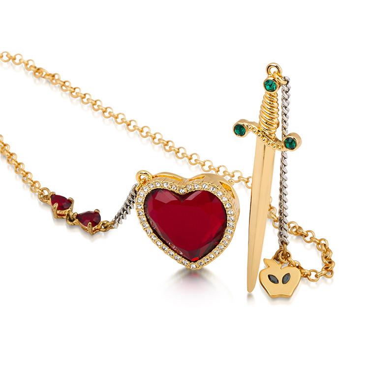 Snow White Heart & Dagger Necklace